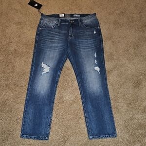 Rock & Republic strobe Blue Straight Distressed Jeans 34x30
